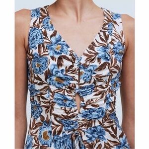 Madewell Blue and Brown Floral Midi Dress